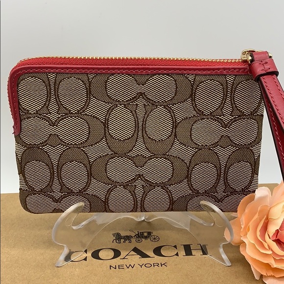 COACH Double Corner Zip Wristlet In Signature Canv - Picture 2 of 8